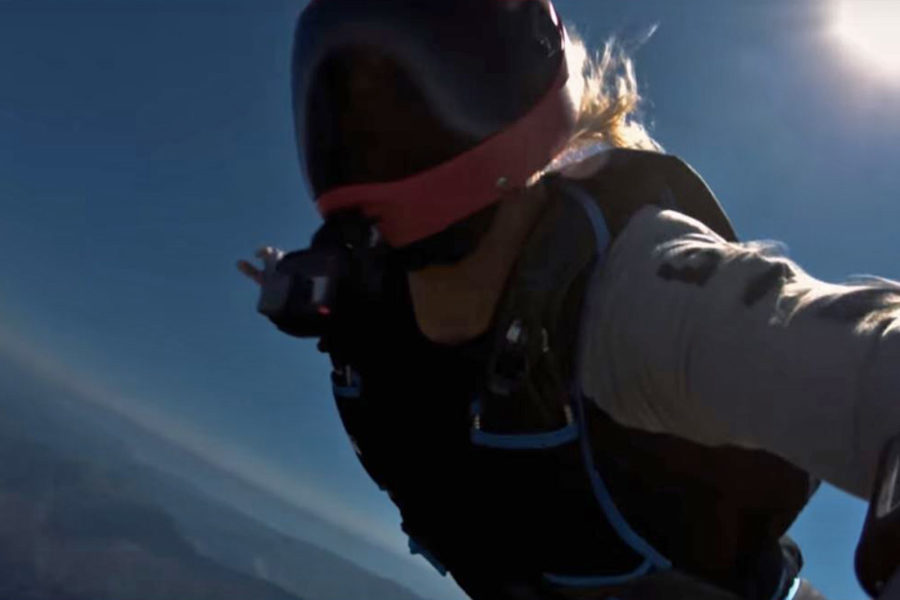 Extreme skydiving during a solar eclipse