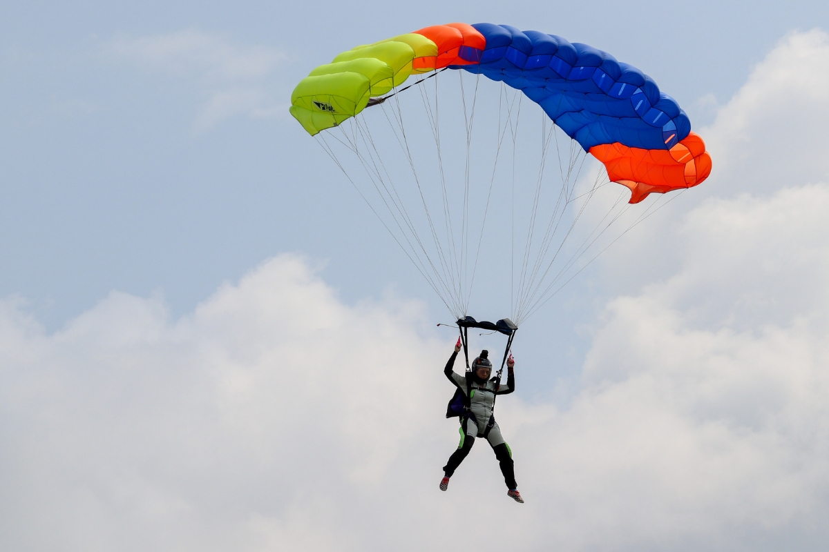 Полетело отзывы. Надувной аттракцион парашют. Парашют скульптура. Floating Skydiver игрушка. Skydiver Amona.